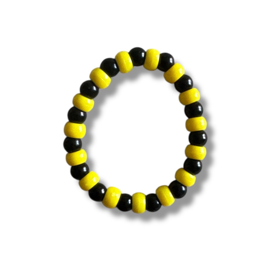 3 FOR $10 HANDCRAFTED Yellow Pony and Black Glass Beaded Bracelet